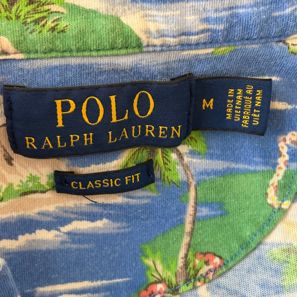 Polo Ralph Lauren Mens Medium Classic Fit Hawaiian Island Hula Print Polo Shirt - Picture 5 of 7